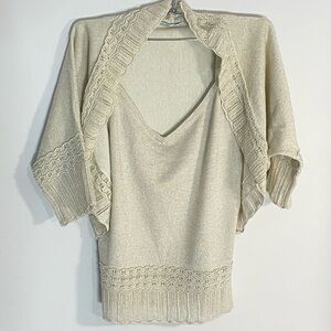Lillie Rubin Cream Women's Tank Top + Shrug Sweater Size S